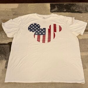 Disney Mickey Mouse American Flag White Cotton Tee